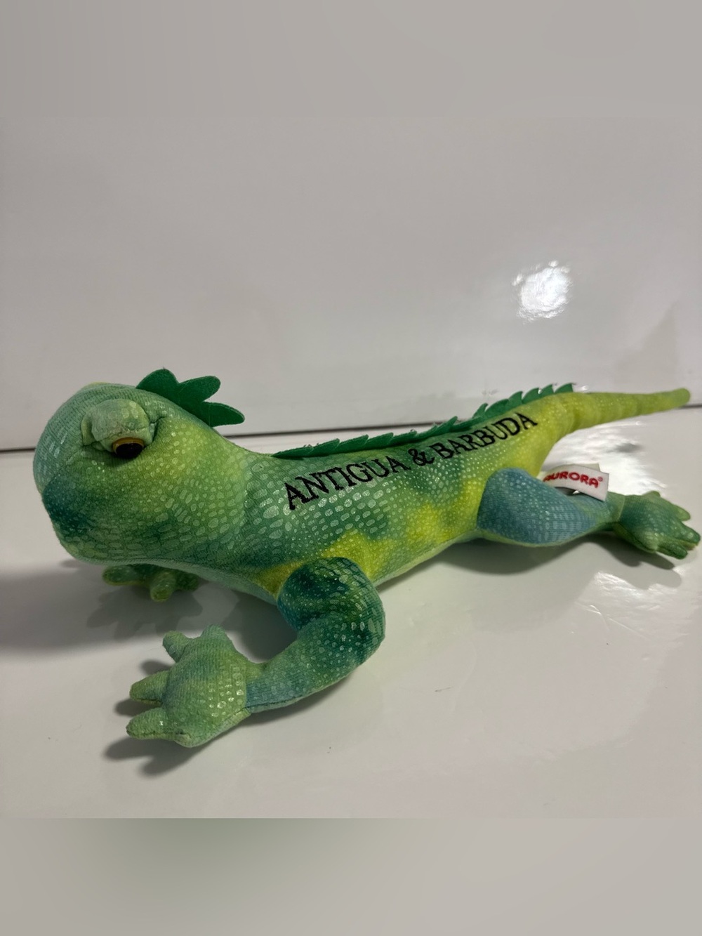 Antigua & Barbuda Green Plush Iguana Lizard Gecko- Soft Reptile Toy 15"